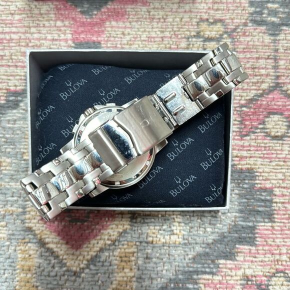 Bulova Men's Marine Star Chronograph Quartz Watch Calendar 96G51 Black Dial - Picture 2 of 9